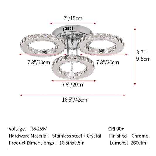 VETRULUS Crystal Ceiling Chandelier LED Lighting For Living Room
