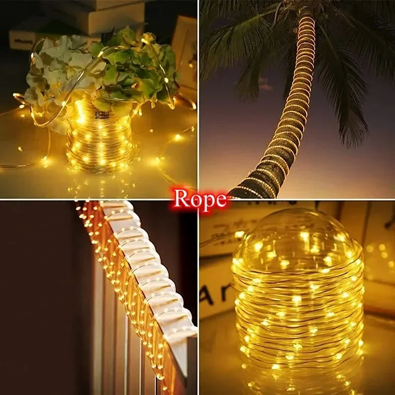 IEEYEEY LED Solar Rope Light For Outdoor Garden Decor