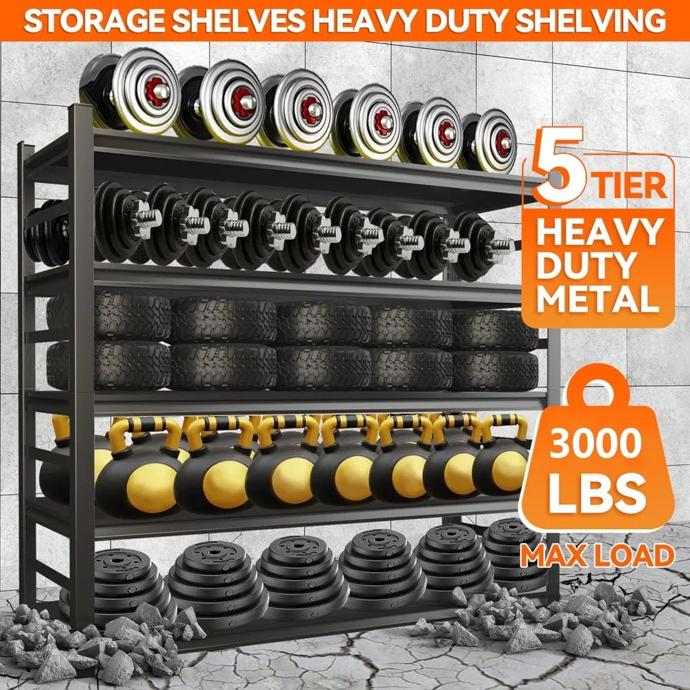 Heavy Duty Garage Shelving System With 5 Tier Adjustable Racks