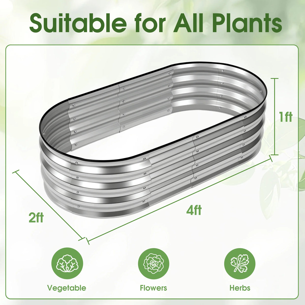 JHK Metal Raised Garden Bed For Vegetables And Flowers