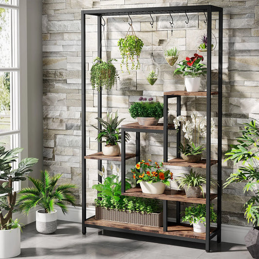Tribesigns 5 Tier Tall Indoor Plant Stand With Hanging Hooks