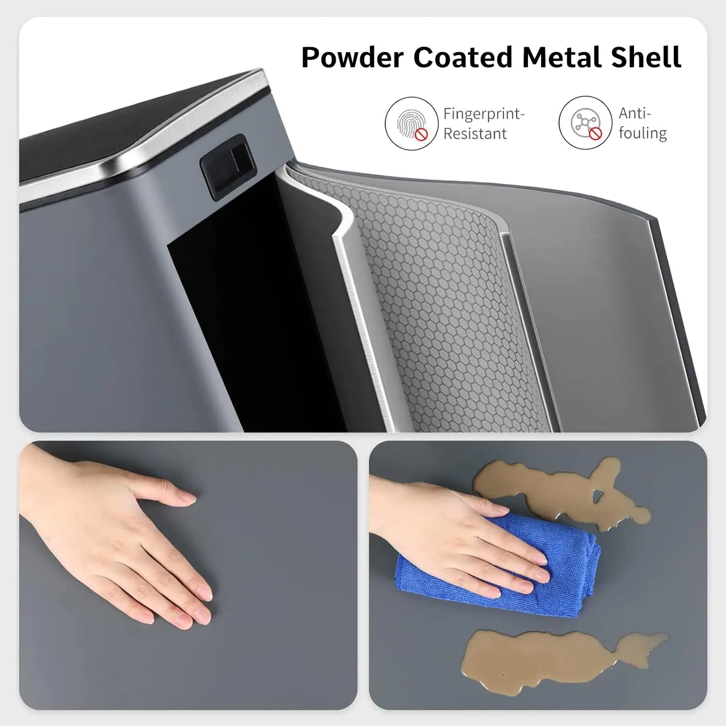 Stainless Steel Dual Recycling Trash Can With Soft-Close Lid