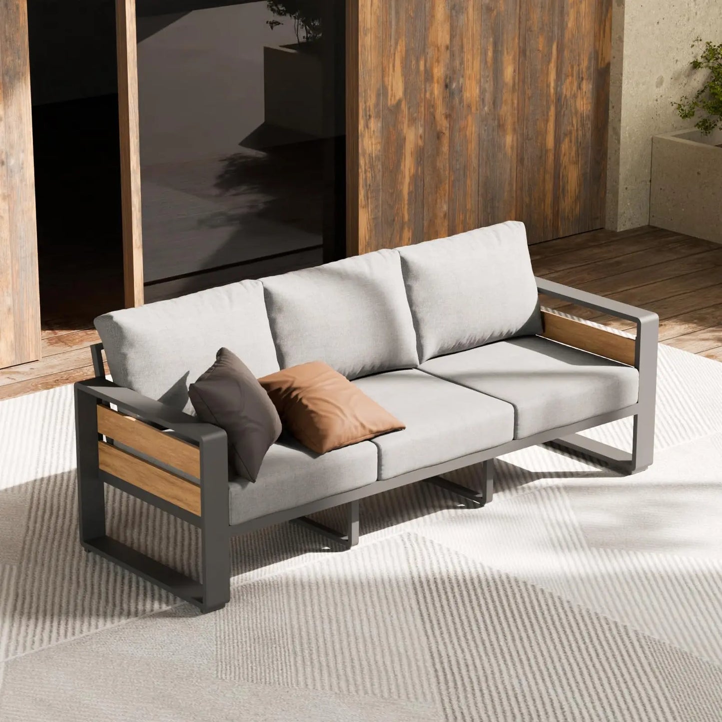 ZANDOR Aluminum Outdoor Patio Conversation Set 5 Piece Coffee Table