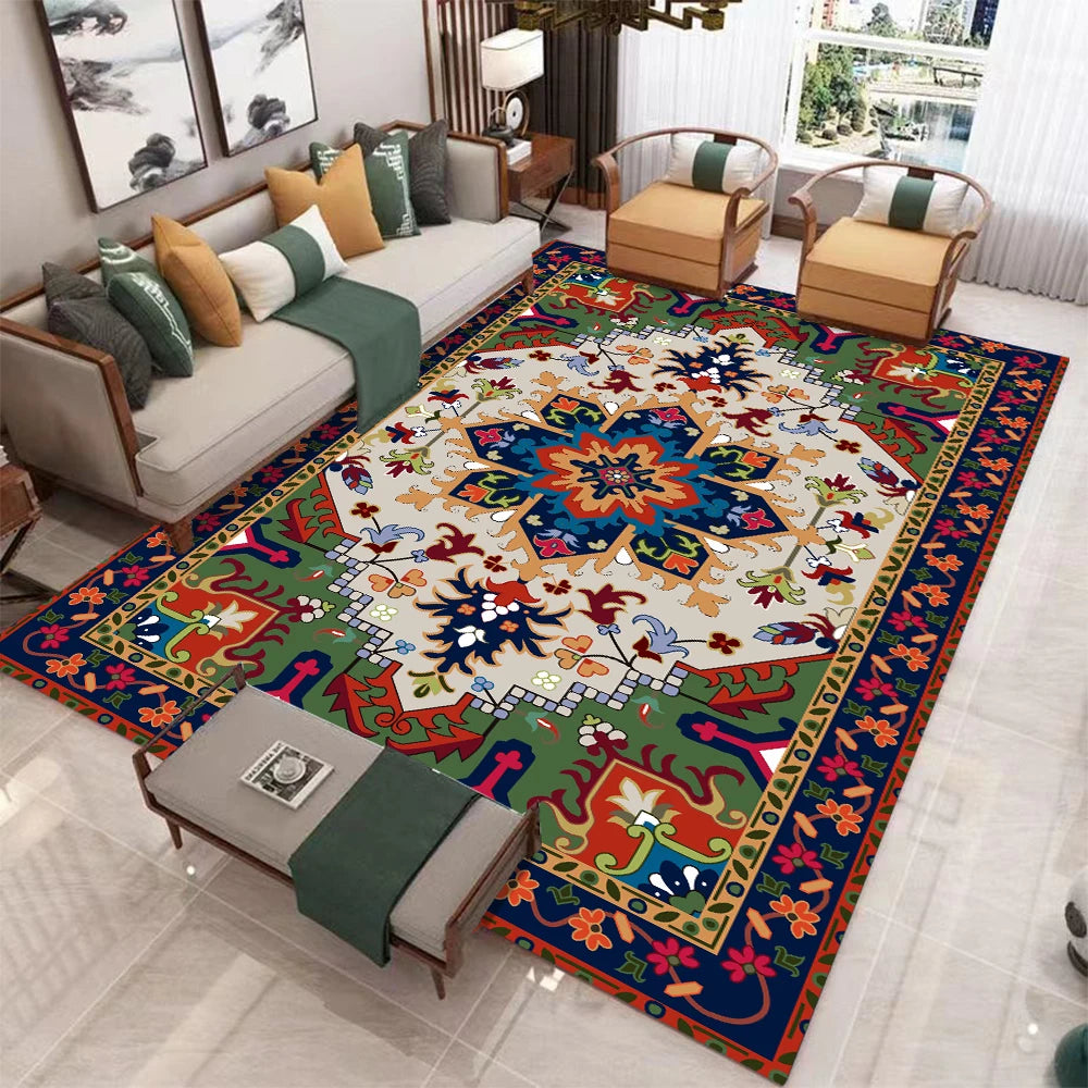 European Retro Living Room Carpet Non Slip Washable Mat