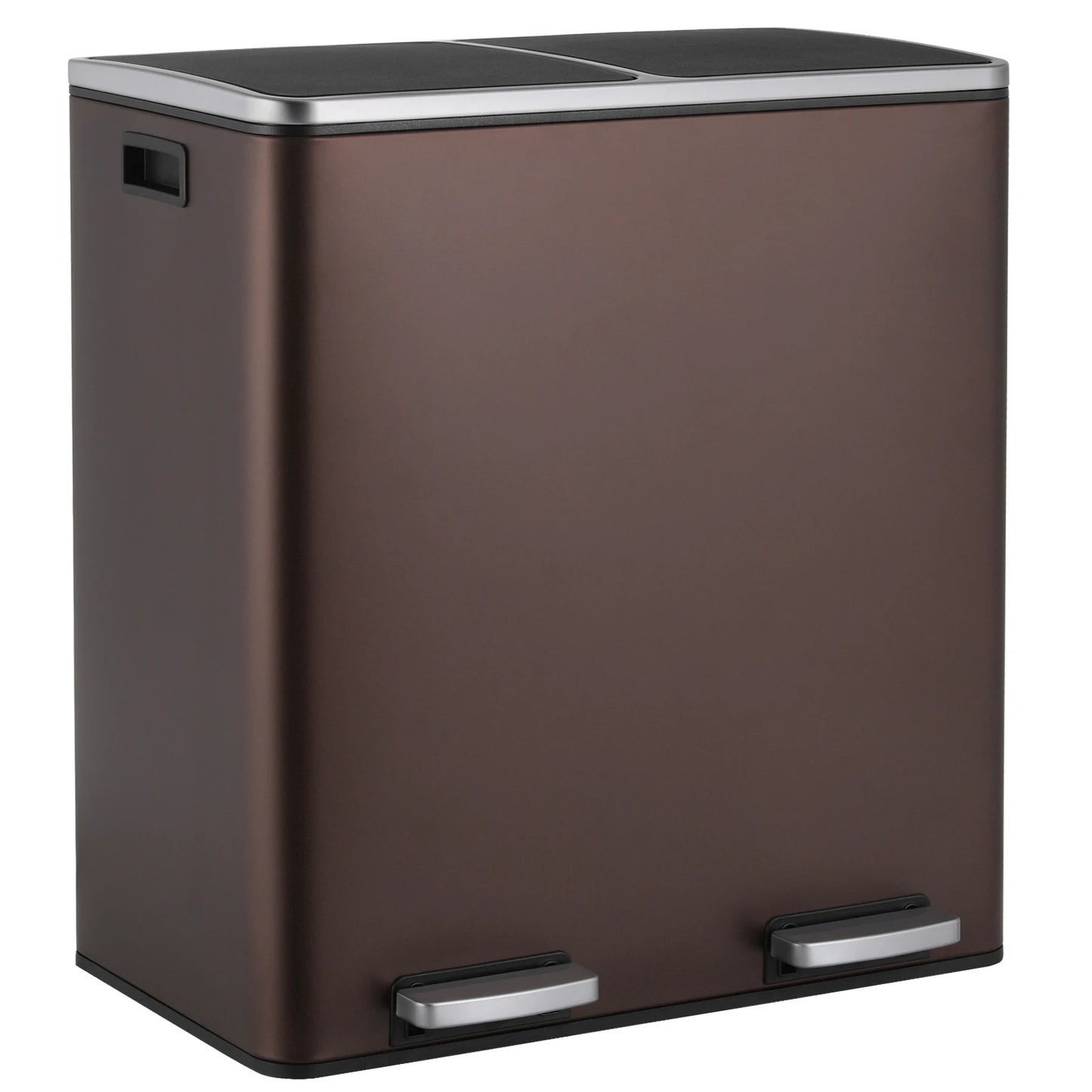 Stainless Steel Dual Recycling Trash Can With Soft-Close Lid