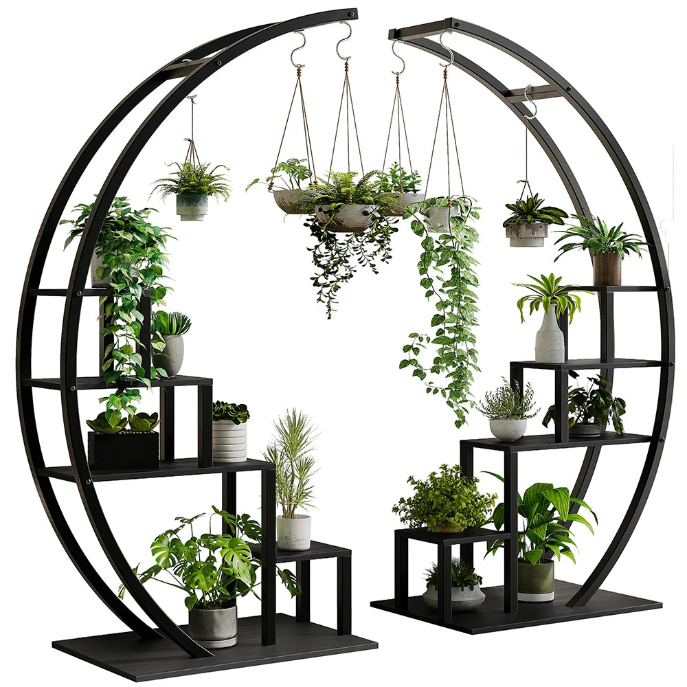 HiMISS 5 Tier Metal Plant Stand With Half Moon Design