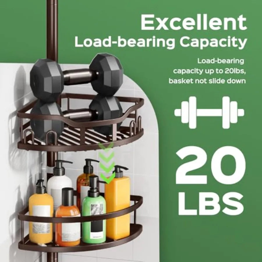 Shower Caddy Tension Pole Corner Organizer Shelf 4-Tier For Renters