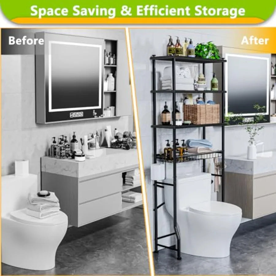 Over The Toilet Storage Rack 4 Tier Bathroom Organizer Freestanding