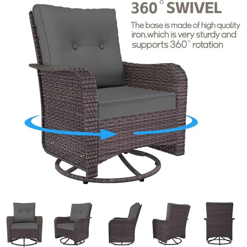 Outdoor 10 Piece Rattan Sofa Set With Propane Fire Pit