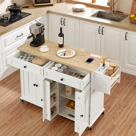 Rolling Kitchen Island With Drop Leaf And Power Outlet