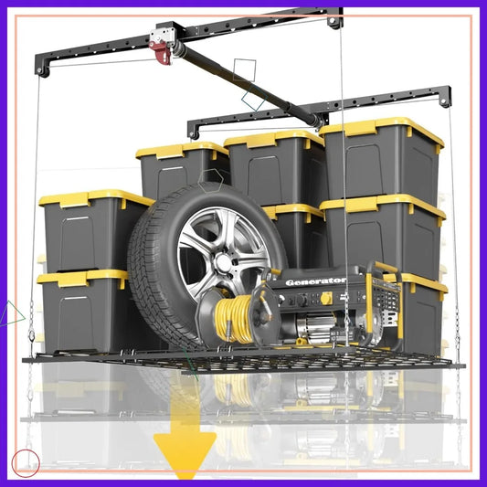 Adjustable Garage Ceiling Storage Rack Overhead Lift System 250lbs