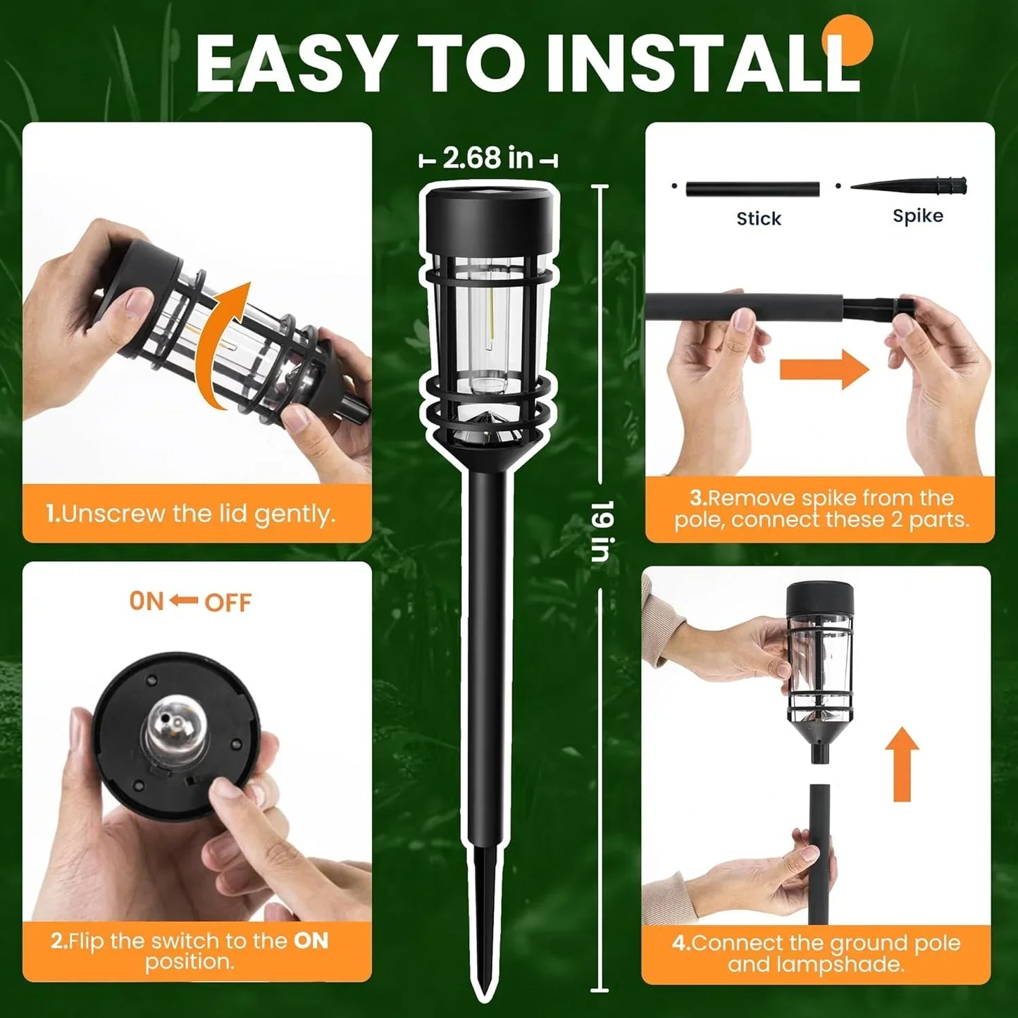 SZRSTH Outdoor Solar Street Lights 4 Pack Waterproof Landscape Lamps