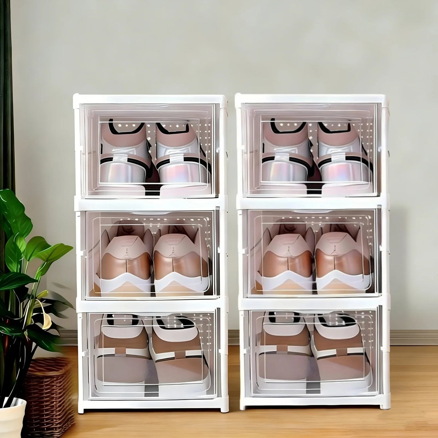 Foldable Shoes Storage Box Organizer 3-6 Layer Plastic Cabinet