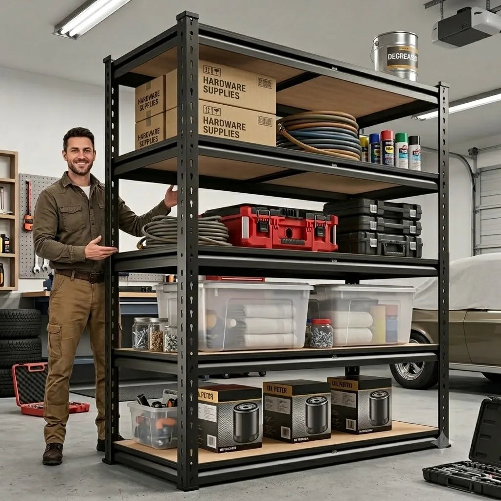 Heavy Duty Metal Adjustable Storage Shelving Rack With MDF Boards