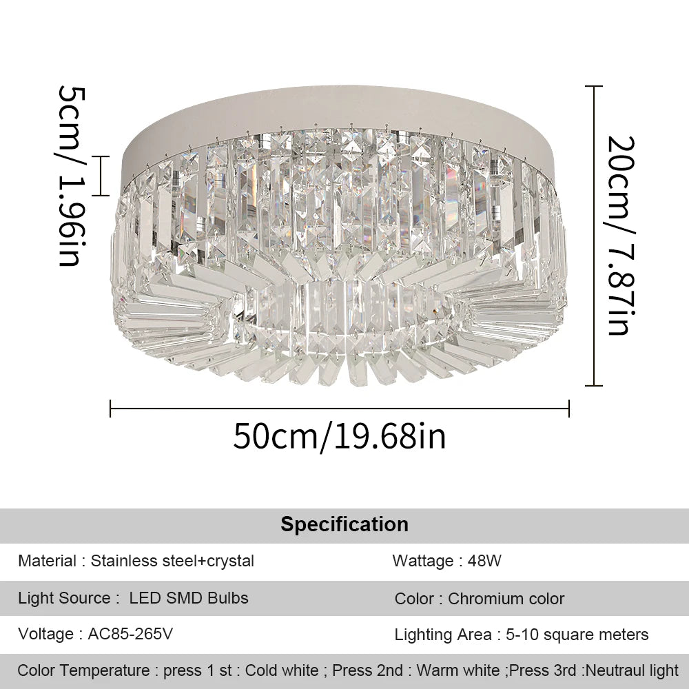 VETRULUS Crystal Ceiling Lamp for Living Room Modern Chandelier