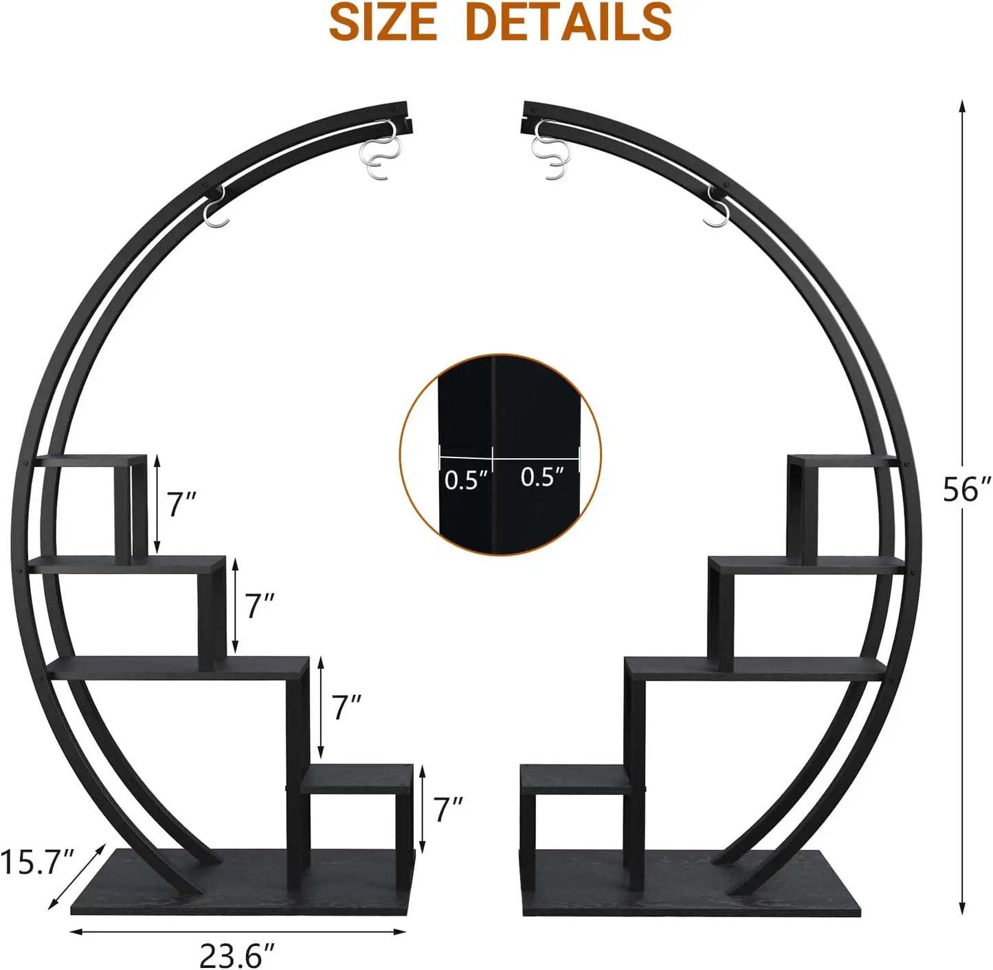 HiMISS 5 Tier Metal Plant Stand With Half Moon Design