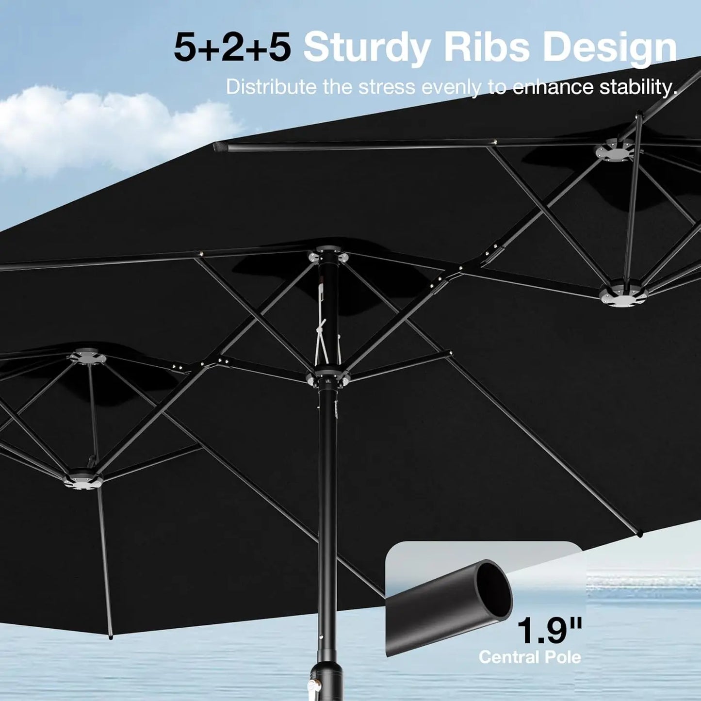 Outdoor Double Sided Rectangle Patio Umbrella with Crank Handle