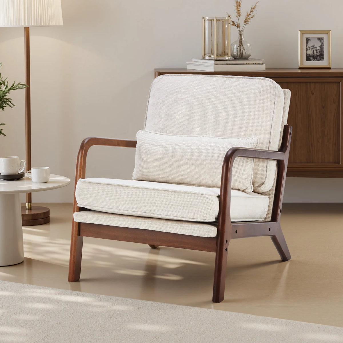 JHK Modern Mid Century Accent Chair With Arms And Cushion