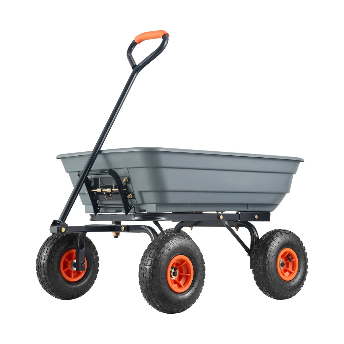 SucceBuy Heavy Duty Steel Garden Dump Cart With Convertible Handle
