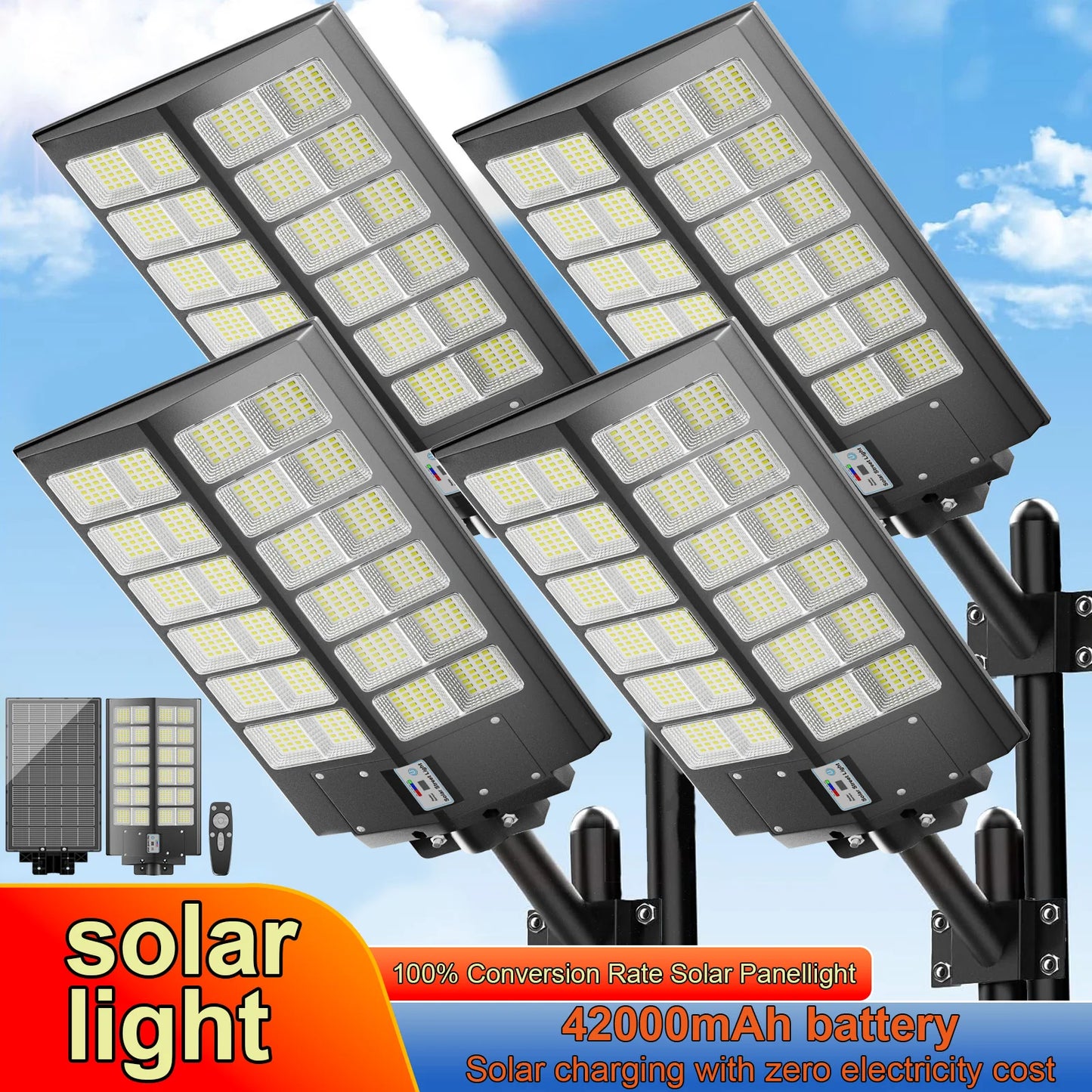 Outdoor Solar Street Lights 4 Pack IP65 Waterproof Auto Sensor