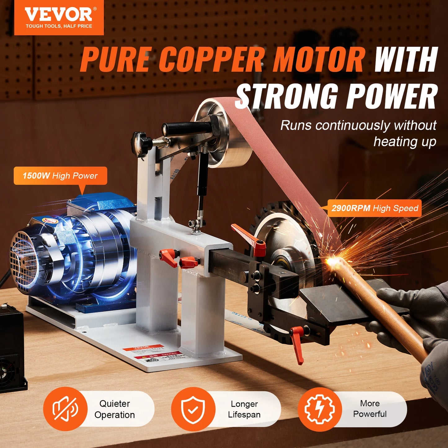 SucceBuy Belt Grinder Sander 1500W Variable Speed Polishing Machine
