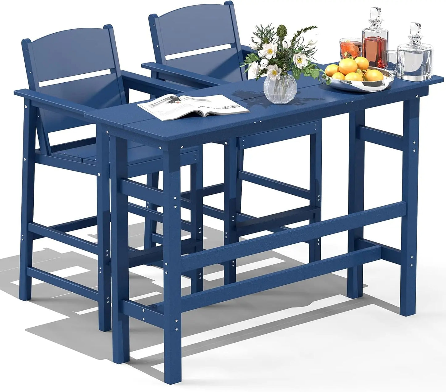 FOOWIN All Weather Outdoor Bar Height Table And Chairs Set