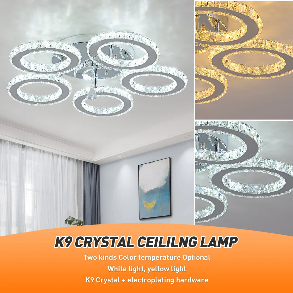 VETRULUS Crystal Ceiling Chandelier LED Lighting For Living Room