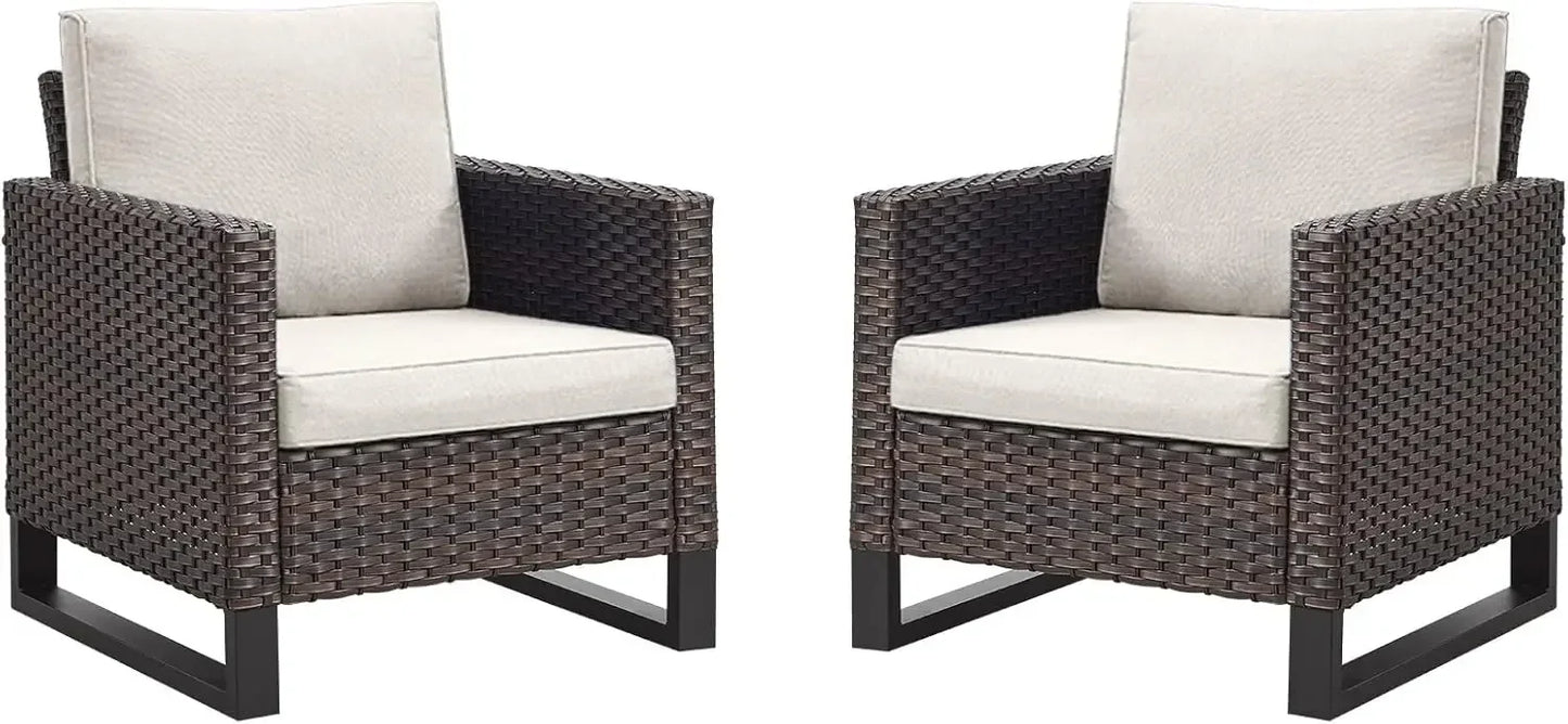 Wicker Patio Chair Set With Cushions For Outdoor Living