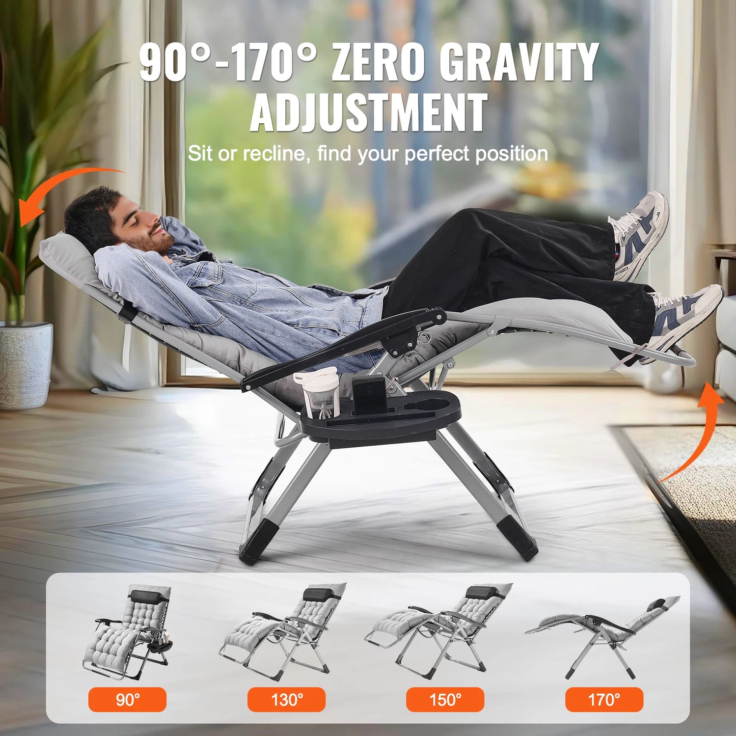 SucceBuy Zero Gravity Chair Lounge Recliner With Cupholder And Footrest