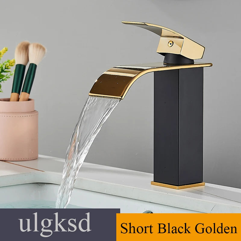 ulgksd Waterfall Bathroom Basin Sink Faucet Single Handle Hot And Cold Mixer