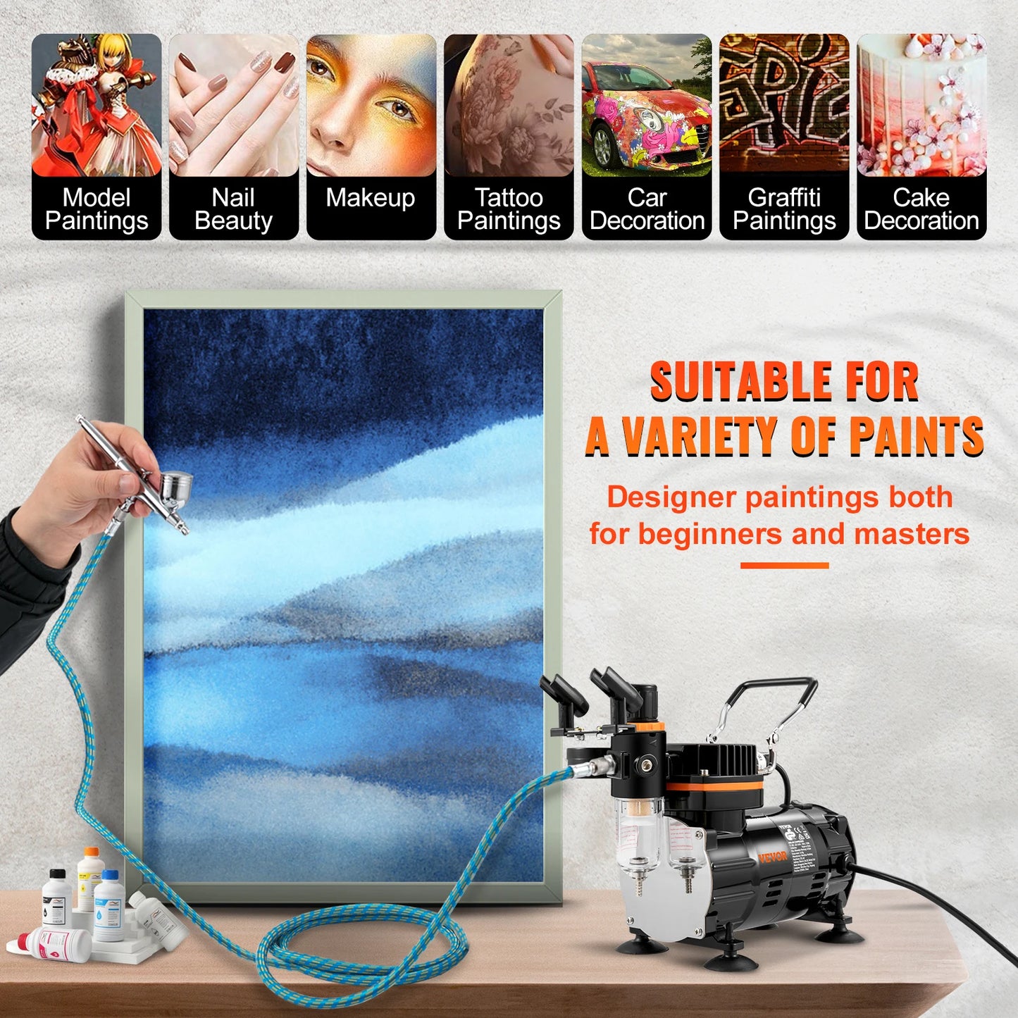 SucceBuy Professional Dual-Action Airbrush Spray Gun Set