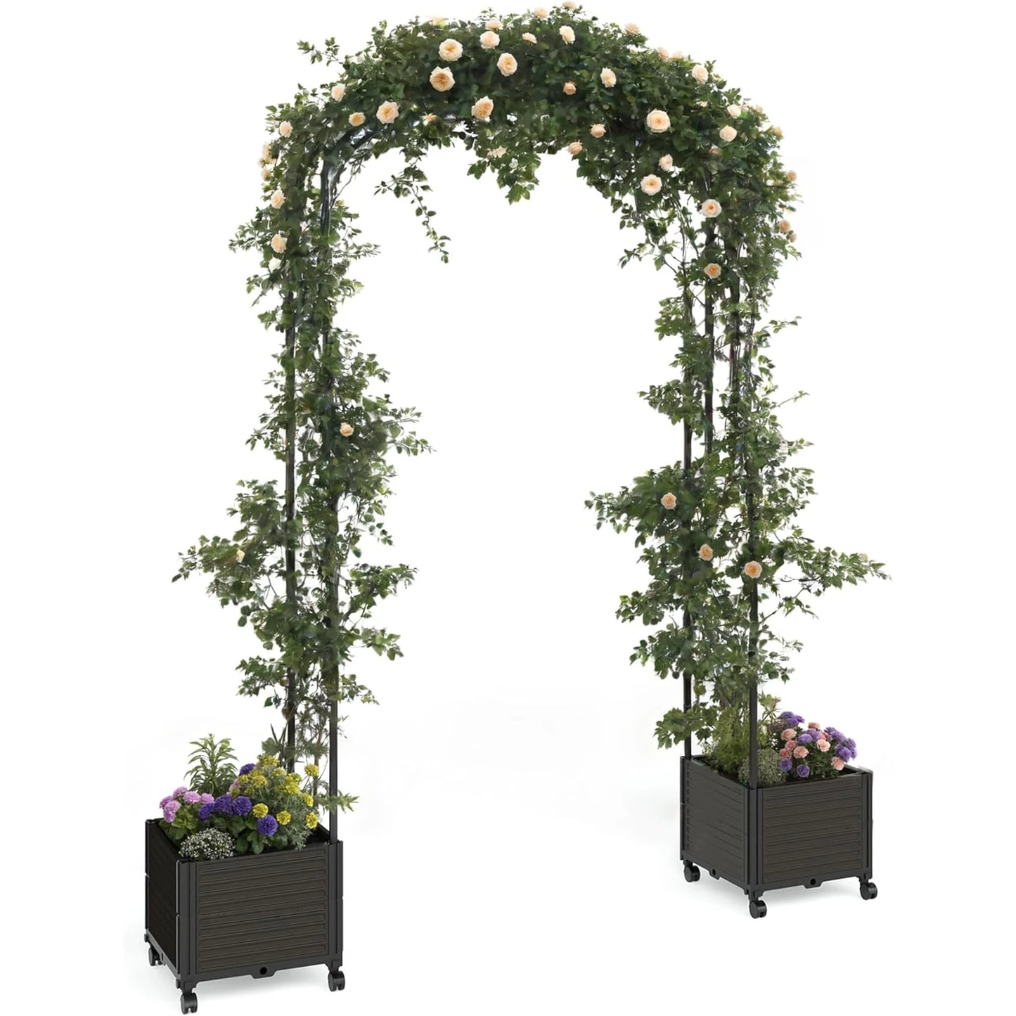 Raised Garden Bed With Trellis Arch Planter Steel Cedar Combo