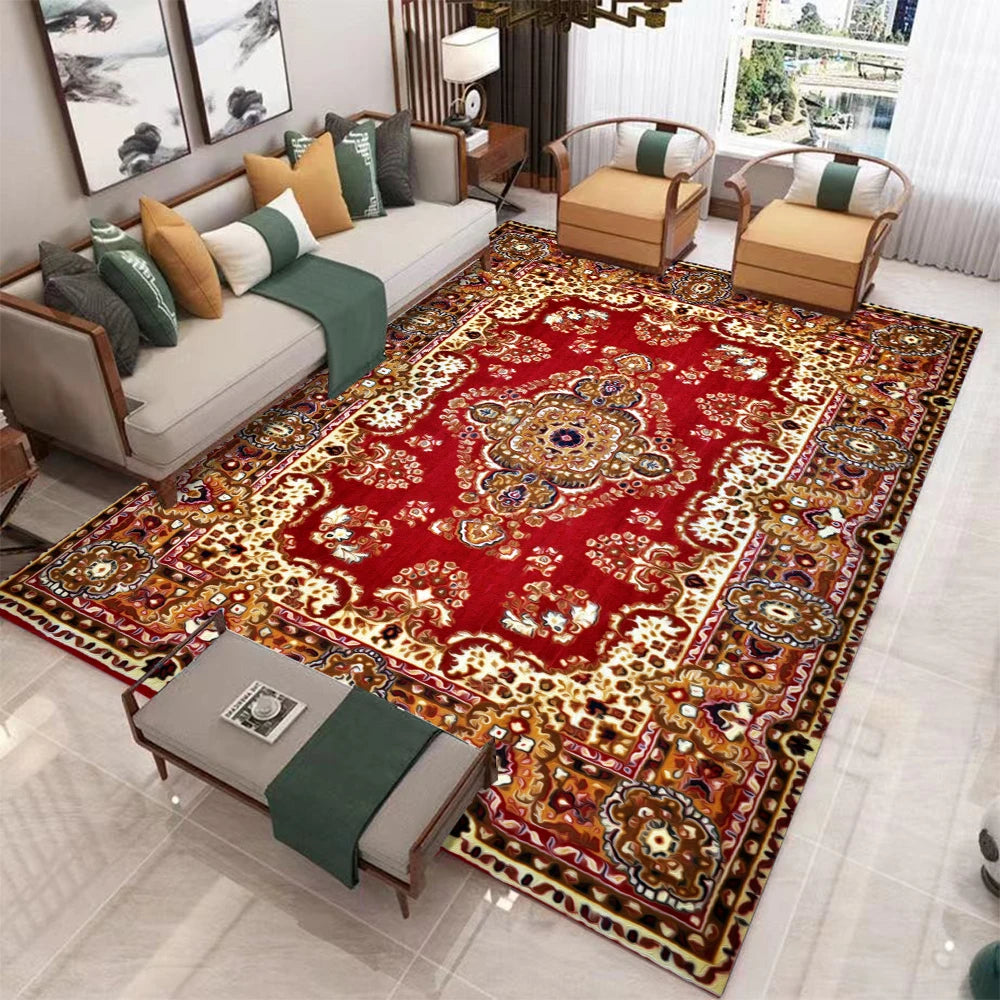 European Retro Living Room Carpet Non Slip Washable Mat