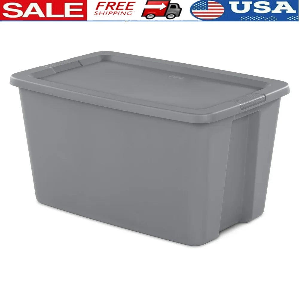 Stackable Storage Bin with Lid and Integrated Handles