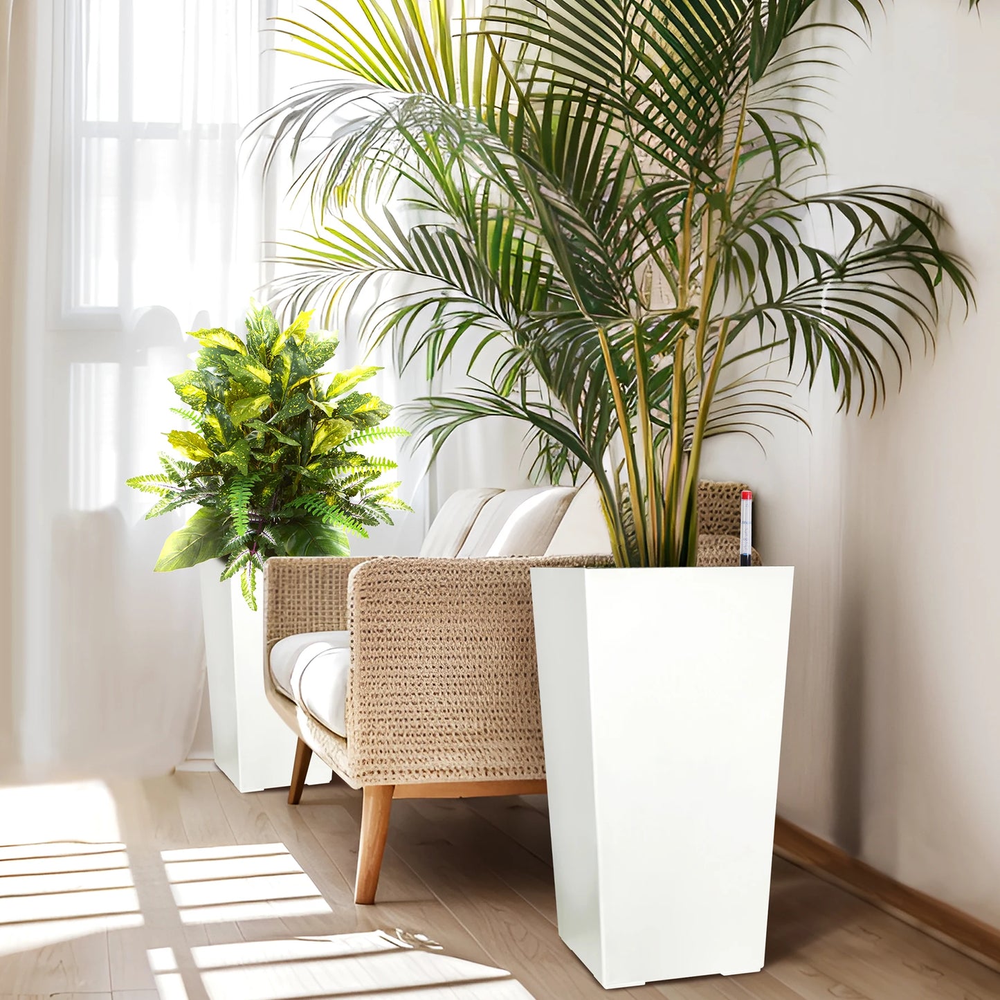Two Pack Outdoor Indoor Planters With Drainage Holes