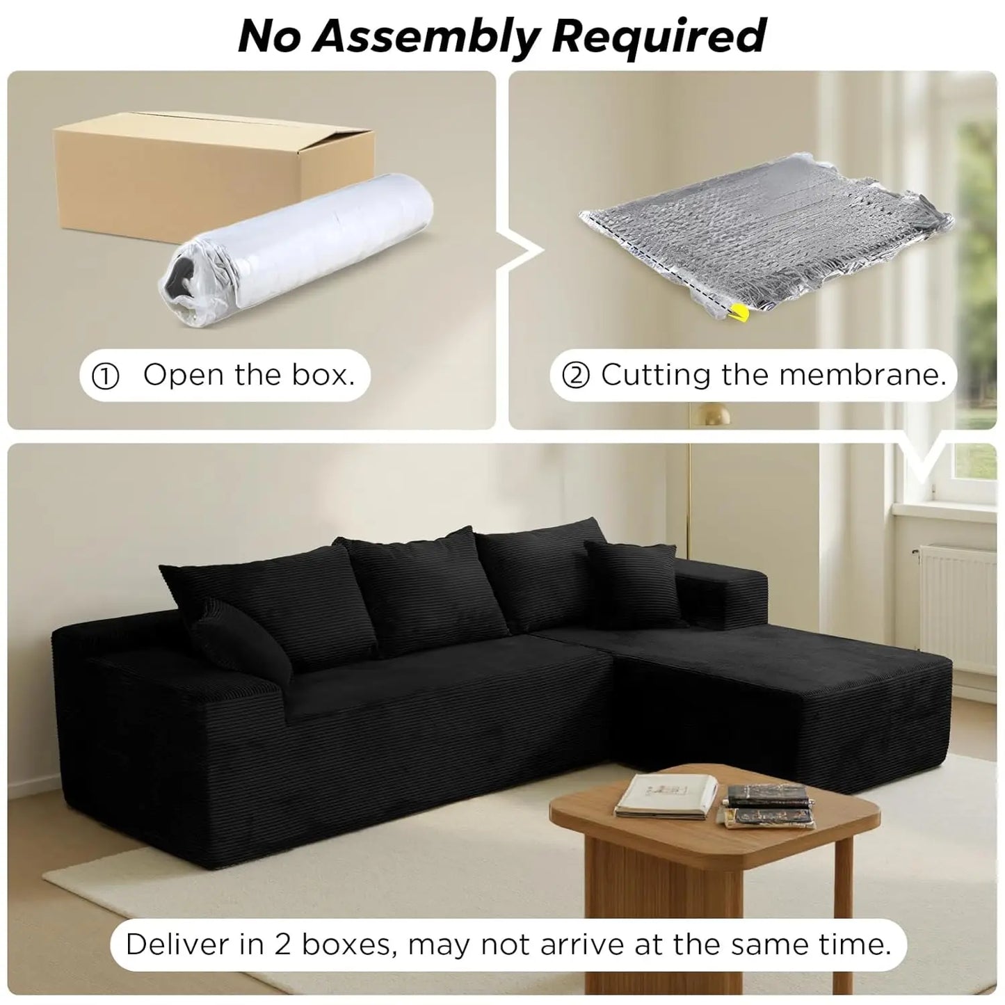 Modern L Shaped Sectional Sofa With Chaise For Living Room