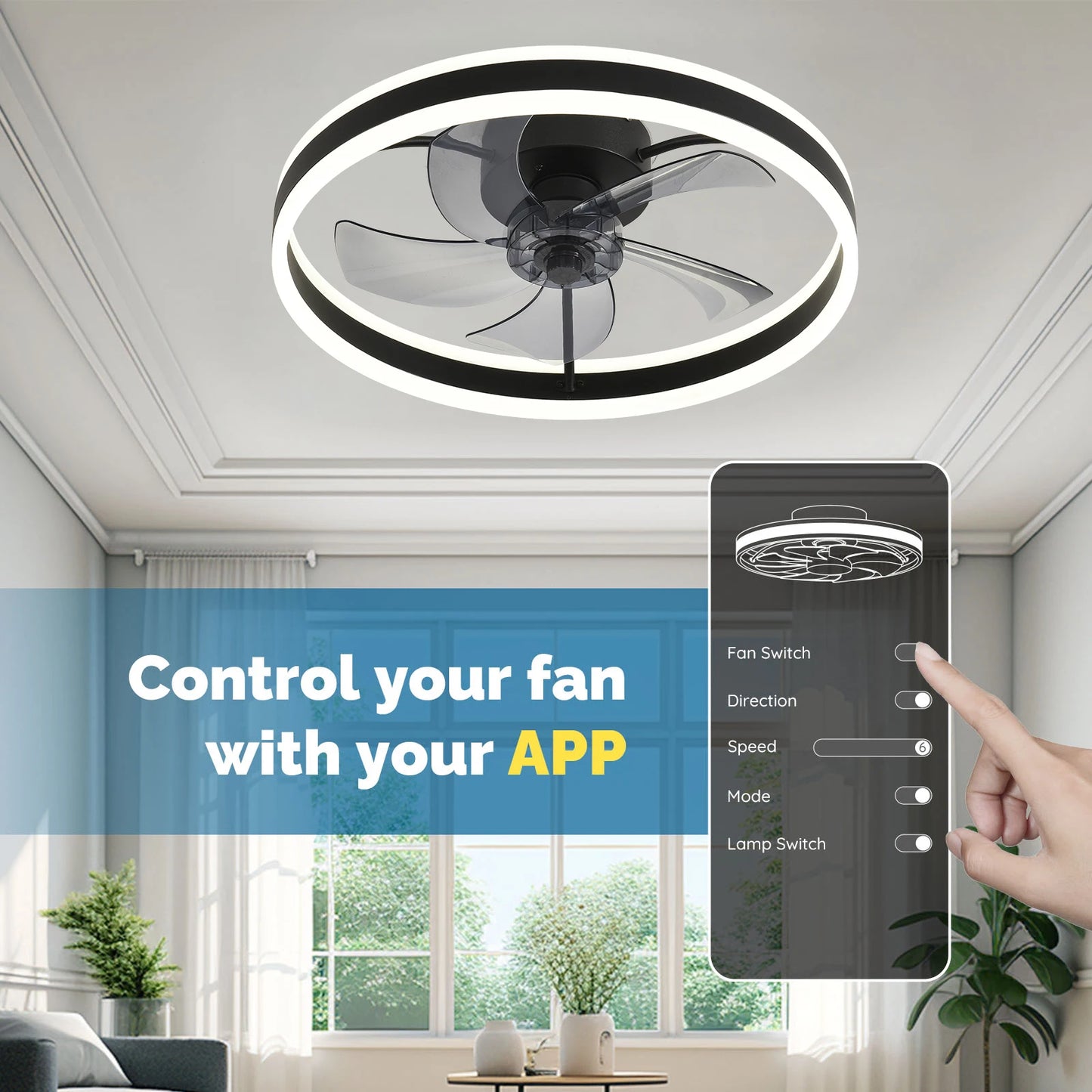 Orison Indoor Flush Mount LED Dimmable Ceiling Fan With Remote