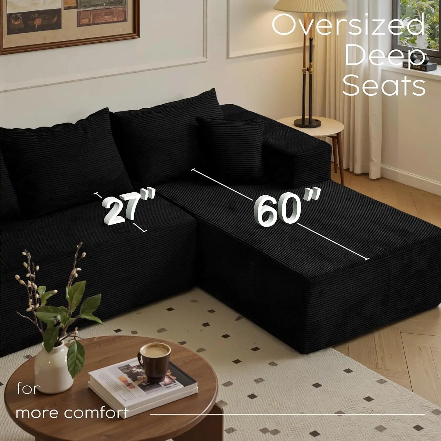 Modern L Shaped Sectional Sofa With Chaise For Living Room