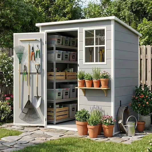 Weather-Resistant Outdoor Storage Shed With Lockable Door