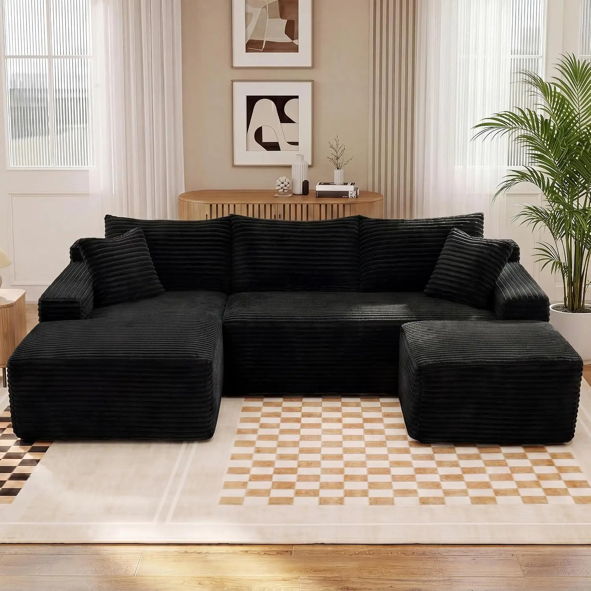 Modular U Shaped Sectional Sofa with Ottoman and Deep Seating
