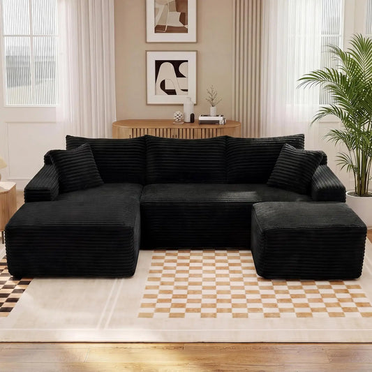 Modular U Shaped Sectional Sofa with Ottoman and Deep Seating