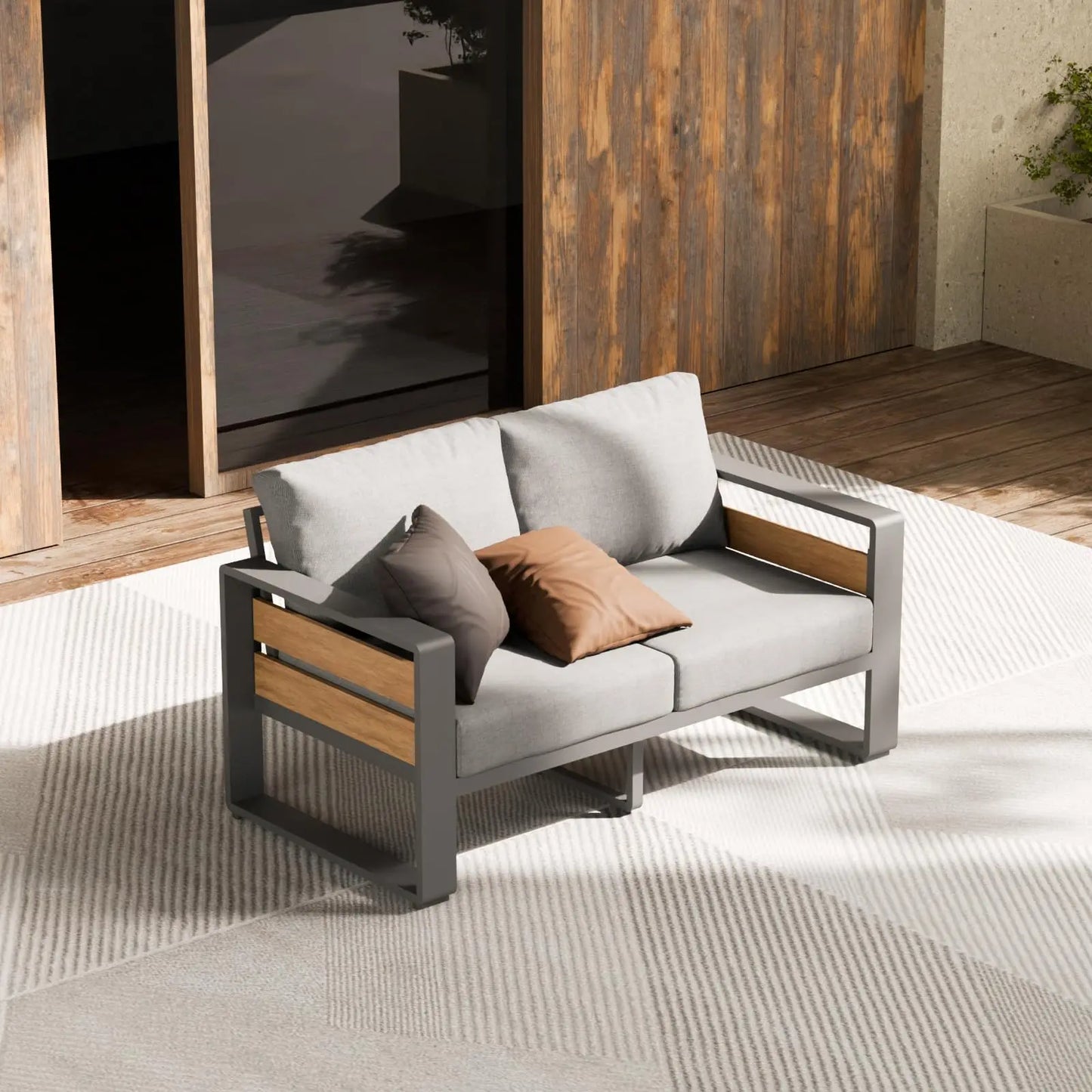 ZANDOR Aluminum Outdoor Patio Conversation Set 5 Piece Coffee Table