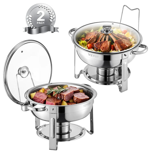 SucceBuy Stainless Steel Chafing Dish Buffet Set With 4 Full Pans