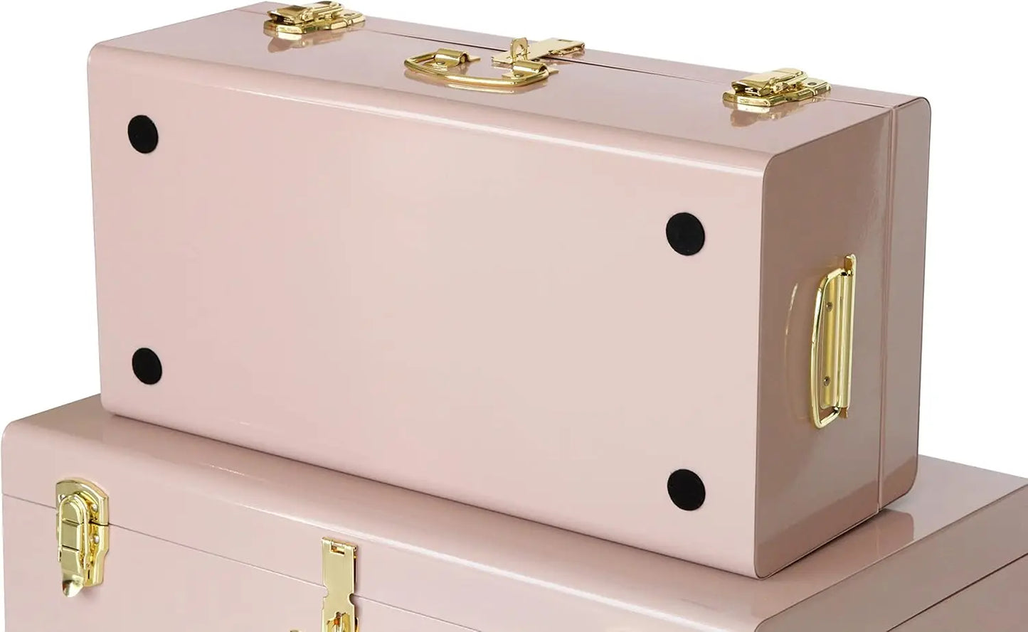 XMSJ Decorative Metal Box Storage Trunks Set Of 2 Dorm Chests With Handle