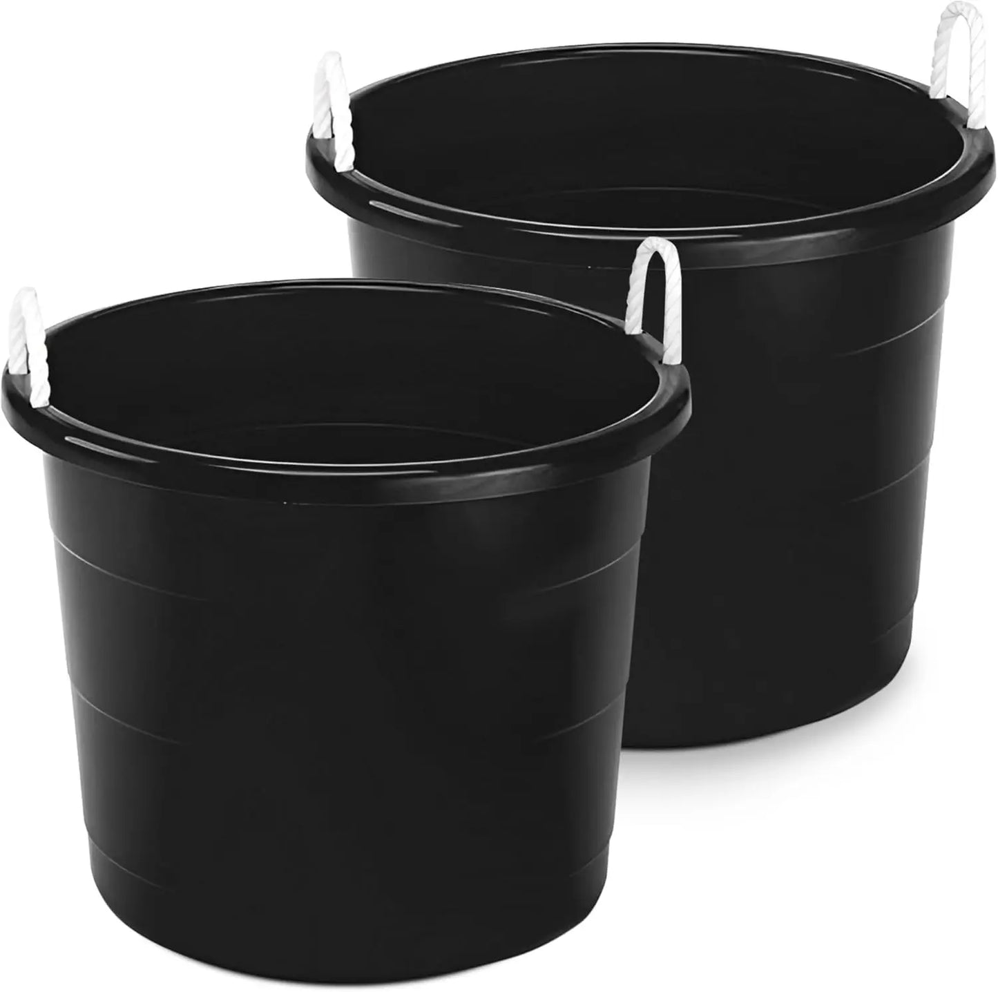 XMSJ Plastic Utility Tub Two Pack With Rope Handles