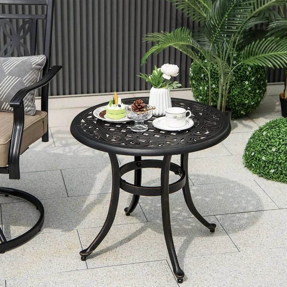 XMSJ Aluminum Patio Table Outdoor Round Side Table AntiRust