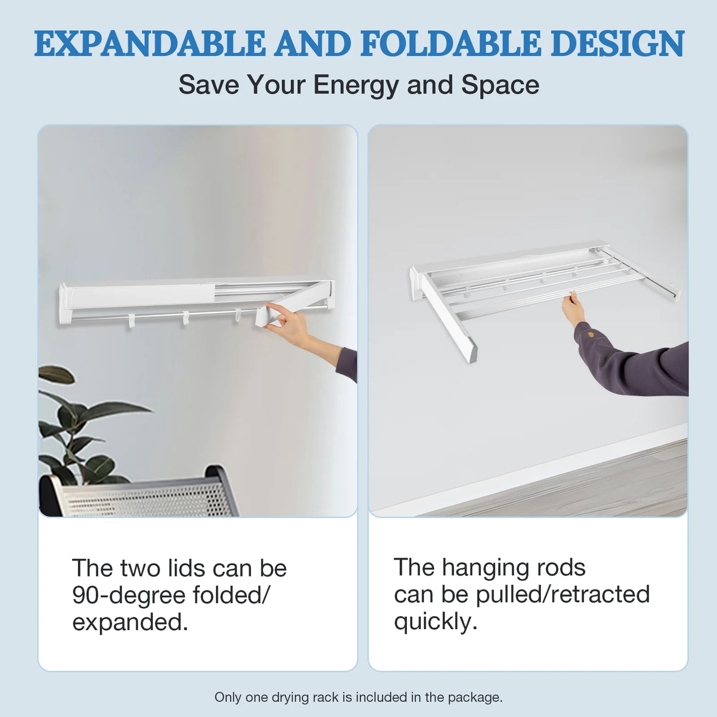 Foldable Invisible Wall Mount Drying Rack Retractable
