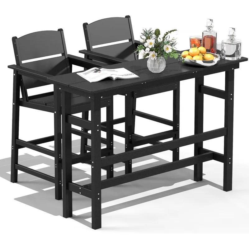 FOOWIN All Weather Outdoor Bar Height Table And Chairs Set