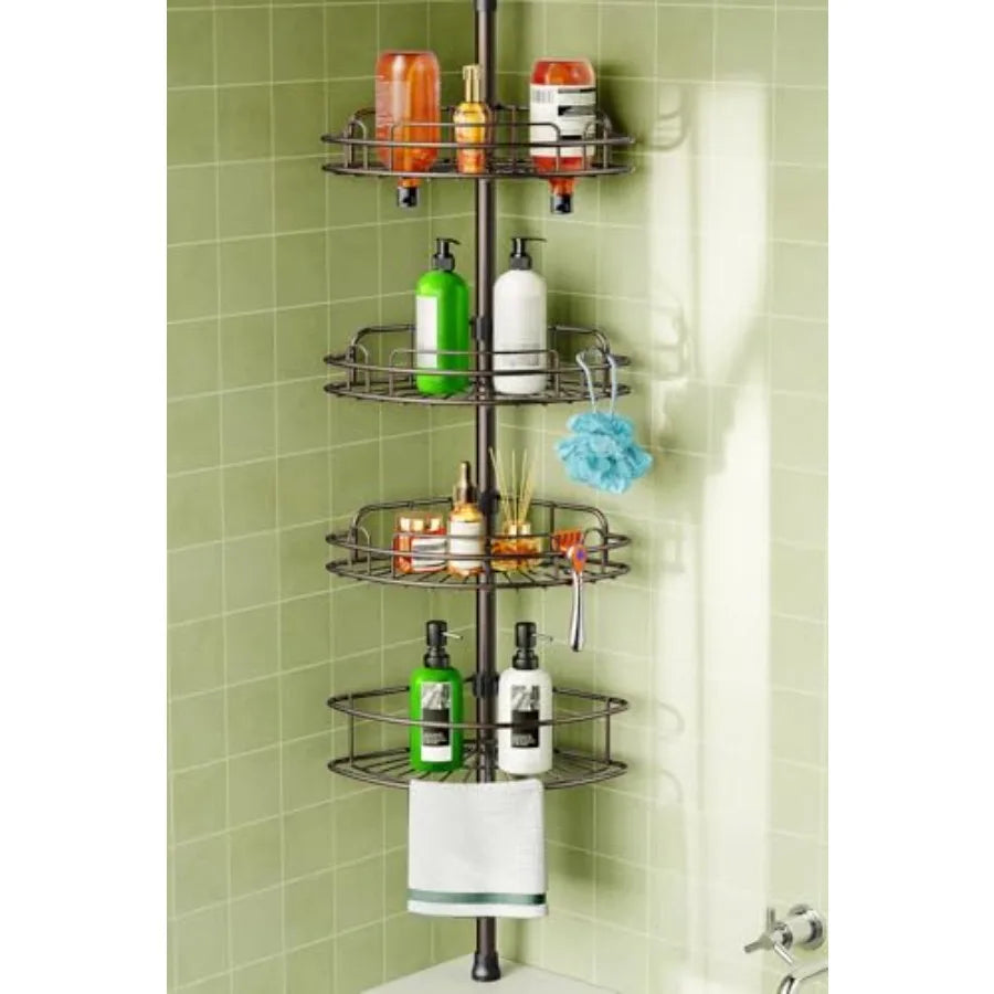 Corner Shower Caddy Tension Pole Organizer Bathroom Storage