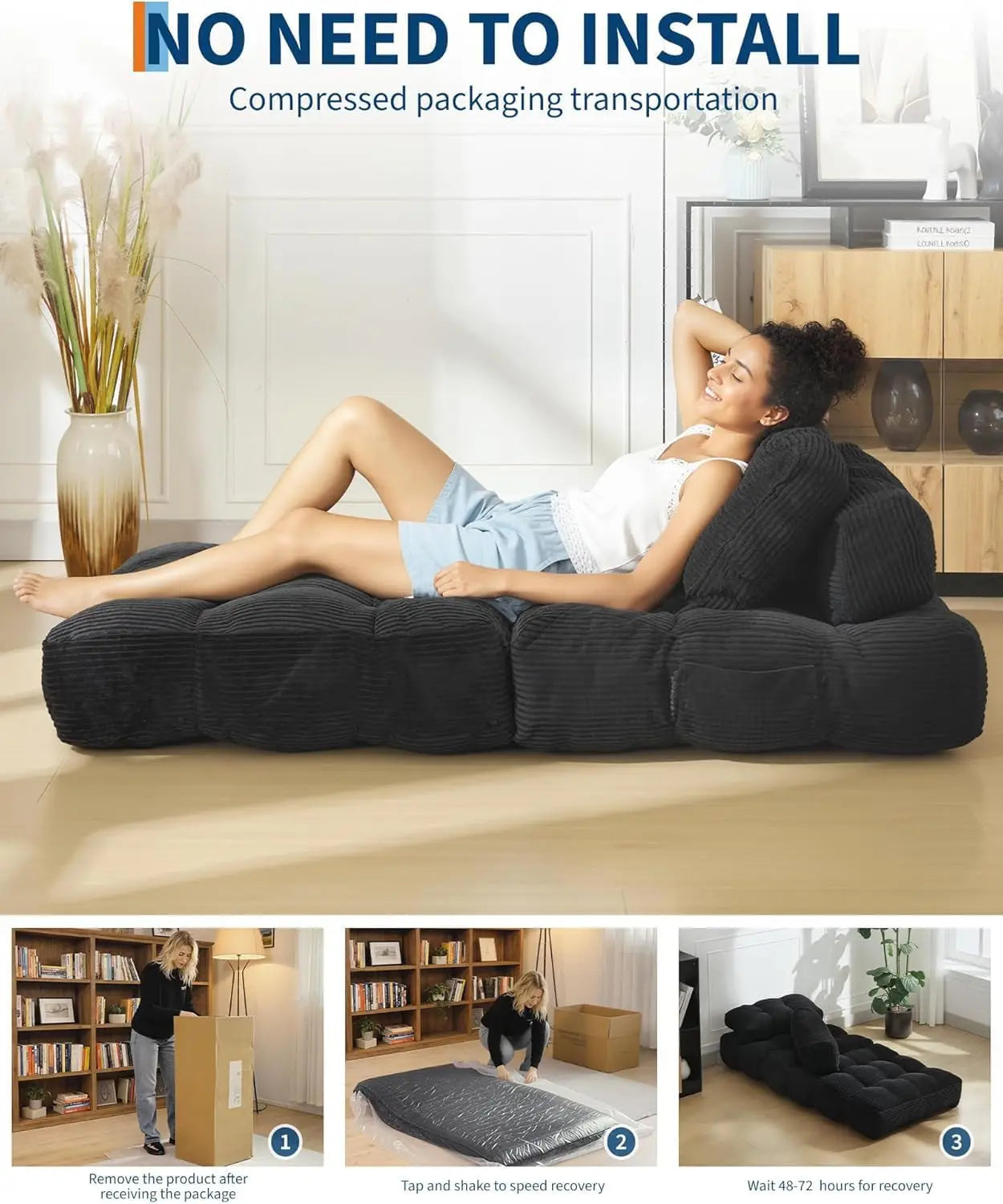 HiMISSCN 3 In 1 Folding Sofa Bed With Back Support